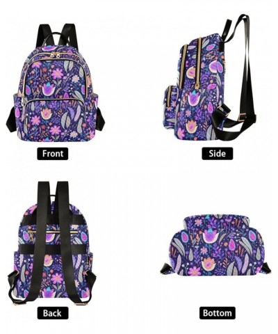 Cartoon Creative Purple Flowers Fashion Backpack Purse for Women, Casual Daypacks, Ladies Gift for Traveling Hiking Multicolo...