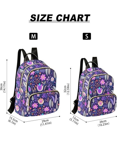 Cartoon Creative Purple Flowers Fashion Backpack Purse for Women, Casual Daypacks, Ladies Gift for Traveling Hiking Multicolo...