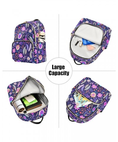 Cartoon Creative Purple Flowers Fashion Backpack Purse for Women, Casual Daypacks, Ladies Gift for Traveling Hiking Multicolo...