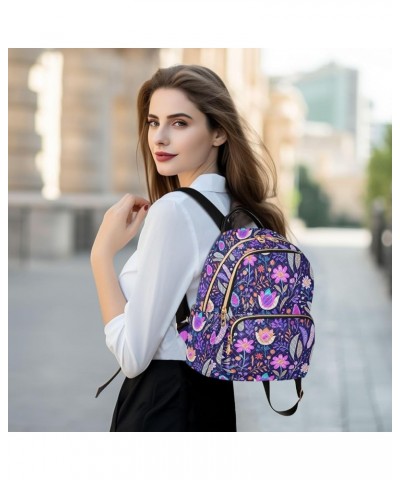 Cartoon Creative Purple Flowers Fashion Backpack Purse for Women, Casual Daypacks, Ladies Gift for Traveling Hiking Multicolo...