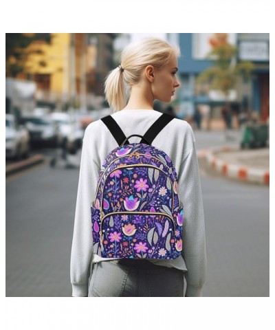 Cartoon Creative Purple Flowers Fashion Backpack Purse for Women, Casual Daypacks, Ladies Gift for Traveling Hiking Multicolo...