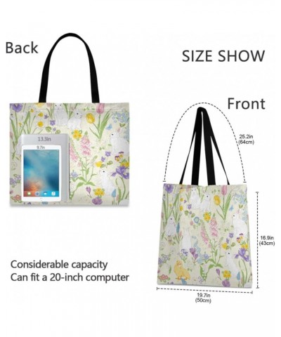 Canvas Tote Bag for Women with Pocket,Canvas Tote Purse Work Tote Bag Canvas Shopping Bag Easter 2 $9.89 Totes