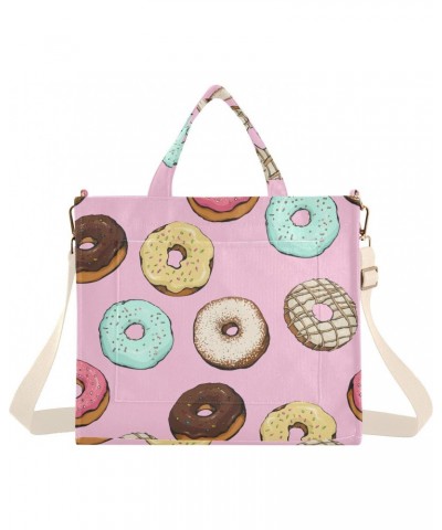 Donut Pink Tote Bag for Women Corduroy Bags Cross Body Bag Purse Travel Bags for Beach Travel College Holiday $15.29 Totes