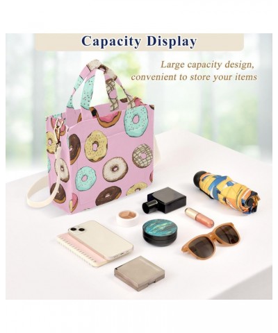 Donut Pink Tote Bag for Women Corduroy Bags Cross Body Bag Purse Travel Bags for Beach Travel College Holiday $15.29 Totes