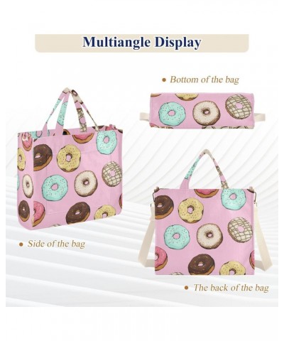 Donut Pink Tote Bag for Women Corduroy Bags Cross Body Bag Purse Travel Bags for Beach Travel College Holiday $15.29 Totes