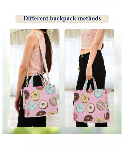 Donut Pink Tote Bag for Women Corduroy Bags Cross Body Bag Purse Travel Bags for Beach Travel College Holiday $15.29 Totes