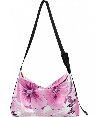 Tropical Hibiscus Flowers Tote Bag for Women Large Hobo Bags Hobo Crossbody Handbag Hobo Purse with Adjustable Strap for Girl...