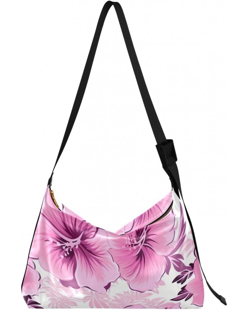 Tropical Hibiscus Flowers Tote Bag for Women Large Hobo Bags Hobo Crossbody Handbag Hobo Purse with Adjustable Strap for Girl...