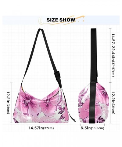 Tropical Hibiscus Flowers Tote Bag for Women Large Hobo Bags Hobo Crossbody Handbag Hobo Purse with Adjustable Strap for Girl...