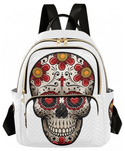 Day Of The Dead with Skull Sugar Flower Mini Backpack Purse for Women Travel Bag Fashion Daypack Back Pack Shoulder Bag Multi...