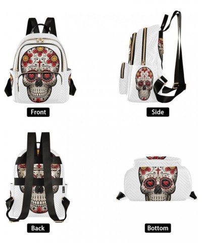 Day Of The Dead with Skull Sugar Flower Mini Backpack Purse for Women Travel Bag Fashion Daypack Back Pack Shoulder Bag Multi...