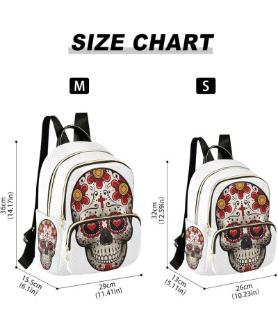 Day Of The Dead with Skull Sugar Flower Mini Backpack Purse for Women Travel Bag Fashion Daypack Back Pack Shoulder Bag Multi...