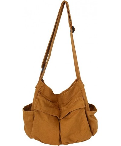 Canvas Messenger Bag Large Hobo Crossbody Bag with Multiple Pockets Canvas Shoulder Tote Bag for Women and Men A03-brown $14....