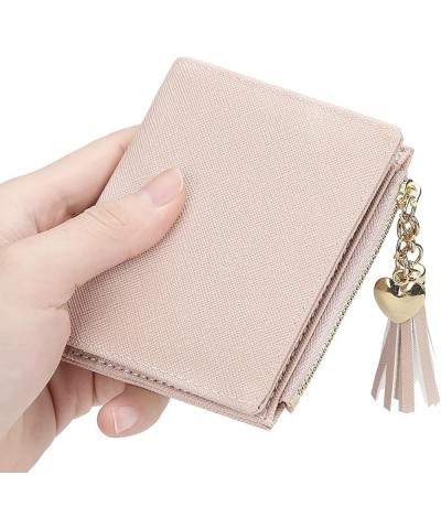 Leather Women's Wallets with RFID Blocking,Short Zipper Cross Pattern Coin Purse Creative Tassel Wallet Blue One Size $21.82 ...