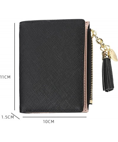 Leather Women's Wallets with RFID Blocking,Short Zipper Cross Pattern Coin Purse Creative Tassel Wallet Blue One Size $21.82 ...