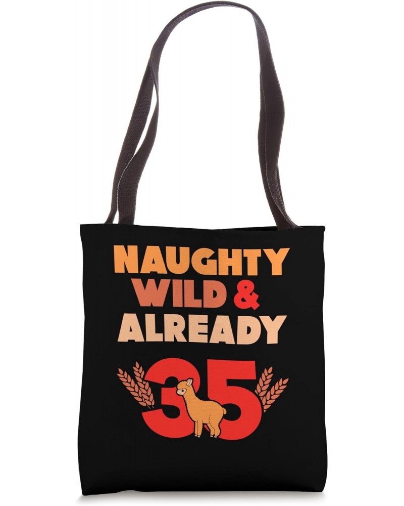 Naughty Wild & Already 35 Birthday Llama Alpaca Tote Bag $13.20 Totes