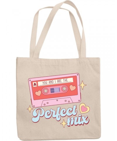 You and I Are the Perfect Mix, 90s Retro Valentine's Day Cassette Tape Art Merch Gift, 12oz Canvas Tote Bag $10.80 Totes