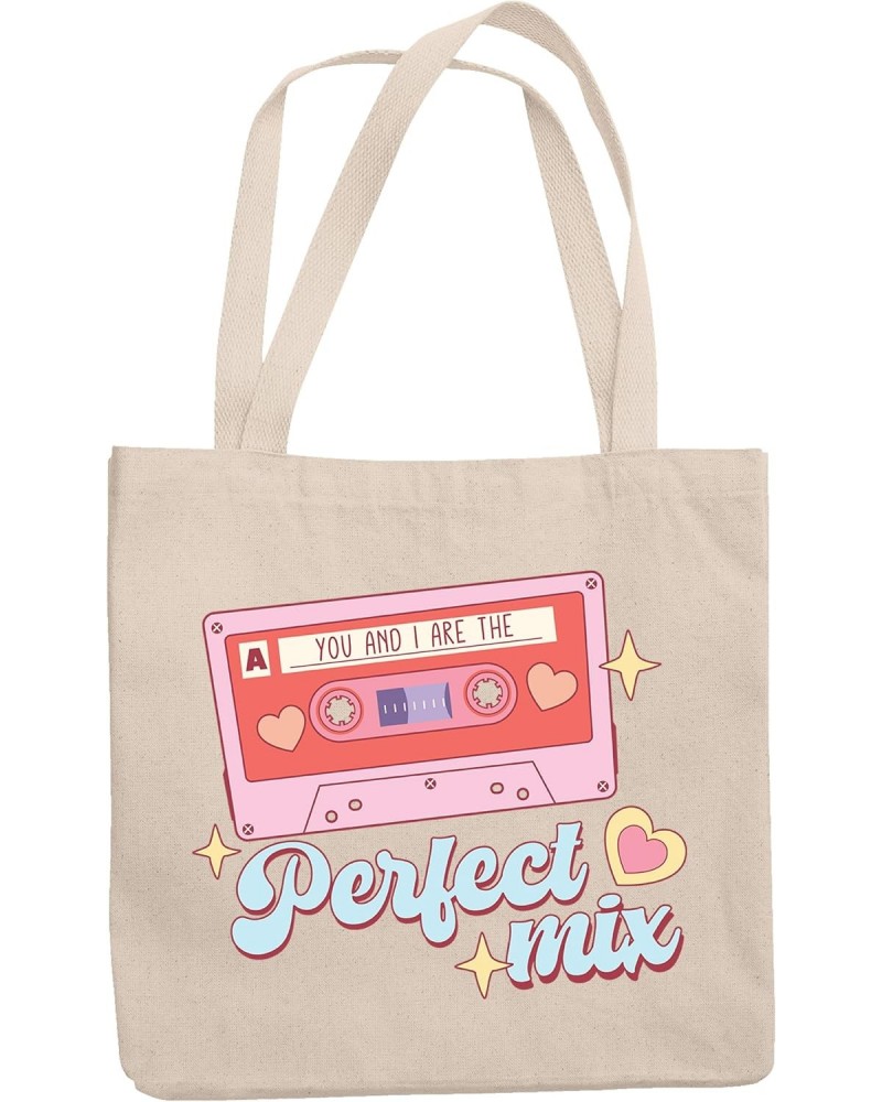 You and I Are the Perfect Mix, 90s Retro Valentine's Day Cassette Tape Art Merch Gift, 12oz Canvas Tote Bag $10.80 Totes