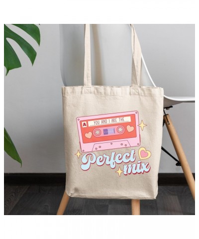 You and I Are the Perfect Mix, 90s Retro Valentine's Day Cassette Tape Art Merch Gift, 12oz Canvas Tote Bag $10.80 Totes