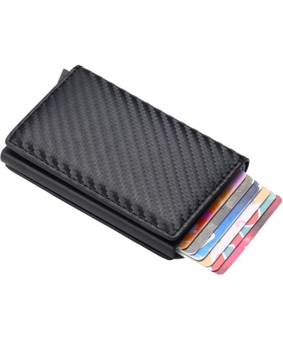 Cork grain Credit Card Wallet Zipper Card Cases Holder with Coin Zipper Purse for Men Women RFID Blocking Carbon pu Black $11...