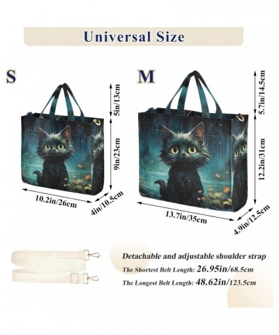 Cute Black Cat Corduroy Women Tote Bag, Handbag Purse with Detachable Strap Small Size $12.09 Crossbody Bags