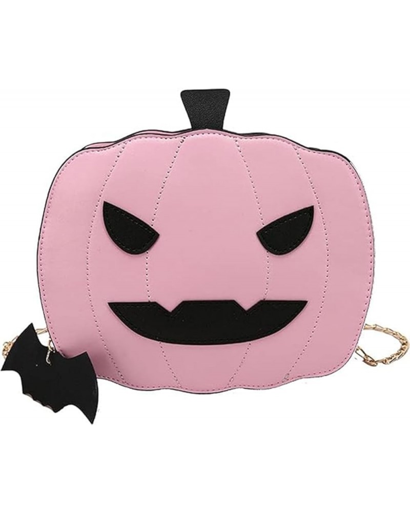 Halloween Purses Gothic Novelty Shoulder Bag Pumpkin Coffin Skull Bat Crossbody Bag holiday Party Gift Candy Bag A-pink $11.5...