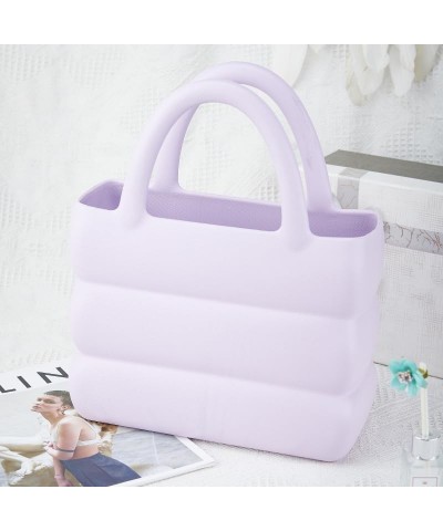 EVA Medium Tote Fashion Jelly Shoulder Bag Pure Colour Simple and easy to match Suitable for outdoor shopping Work Cream Whit...