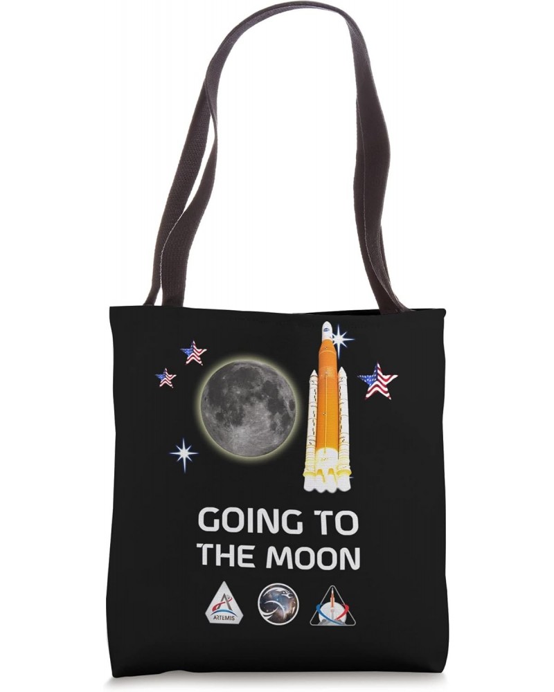 Official Rocket Launch US Flag Stars GOING TO THE MOON Tote Bag $11.43 Totes