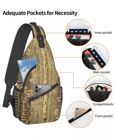 Cross Shoulder Bag Ethnic Egyptian Dress Style Golden Chest Pack Adjustable Strap Hiking Sling Daypack For Men Women $11.48 C...