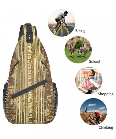 Cross Shoulder Bag Ethnic Egyptian Dress Style Golden Chest Pack Adjustable Strap Hiking Sling Daypack For Men Women $11.48 C...