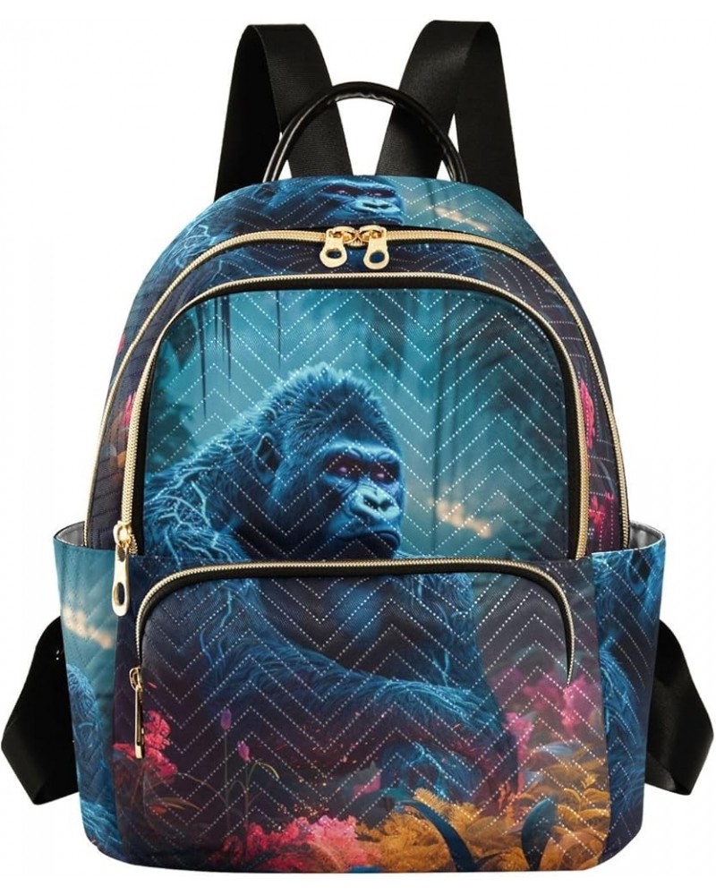 Medium Fashion Backpack for Women Gorilla Jungle Print Ladies Travel Daypack Aesthetic Shoulder Bag 10.2×5.1×12.5 IN $18.35 B...