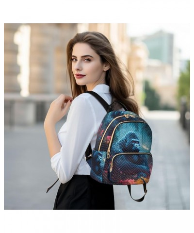 Medium Fashion Backpack for Women Gorilla Jungle Print Ladies Travel Daypack Aesthetic Shoulder Bag 10.2×5.1×12.5 IN $18.35 B...