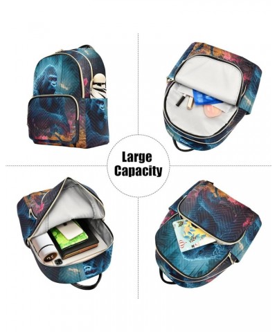 Medium Fashion Backpack for Women Gorilla Jungle Print Ladies Travel Daypack Aesthetic Shoulder Bag 10.2×5.1×12.5 IN $18.35 B...