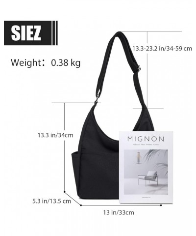 Canvas Shoulder Tote Hobo Handbag for Women - Adjustable Strap, Magnetic Closure, Simple Aesthetic - Black Crossbody Purse Ar...