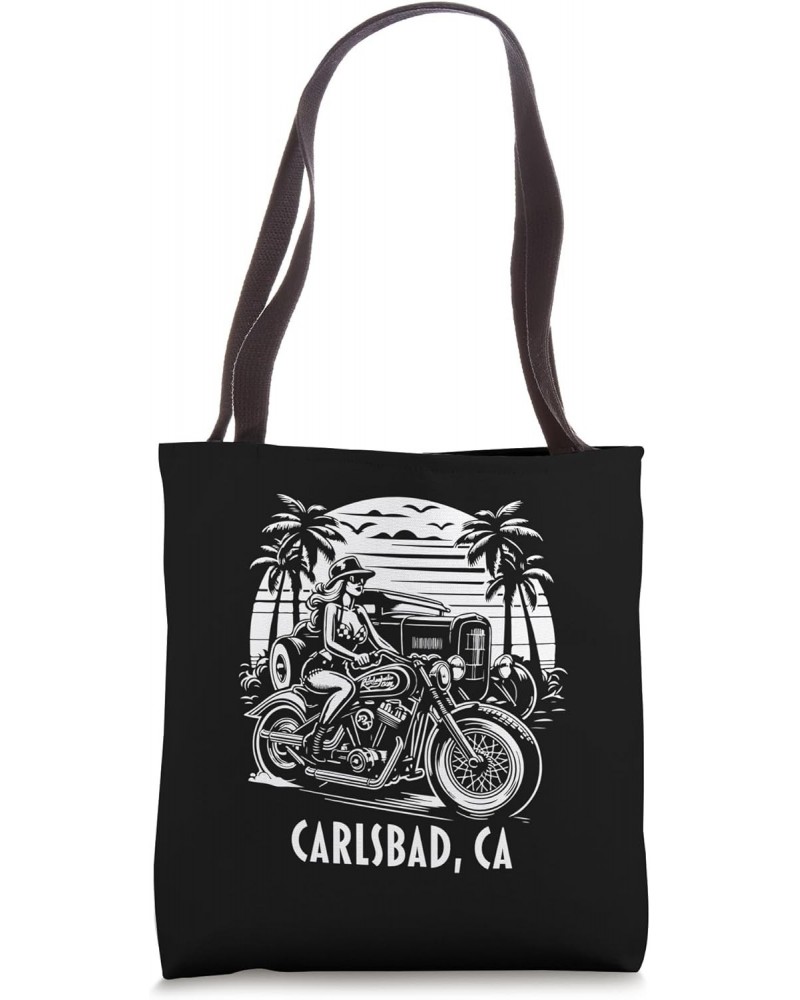 Carlsbad California Motorcycle Hotrod Vintage Design Tote Bag $12.09 Totes