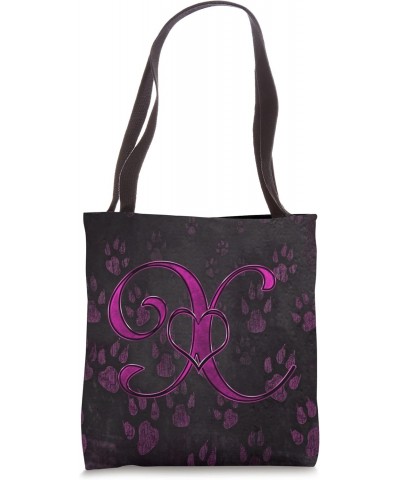 Paw Print Letter X Pink Pet Dog Cat Animal Heart Love Name Tote Bag $11.14 Totes