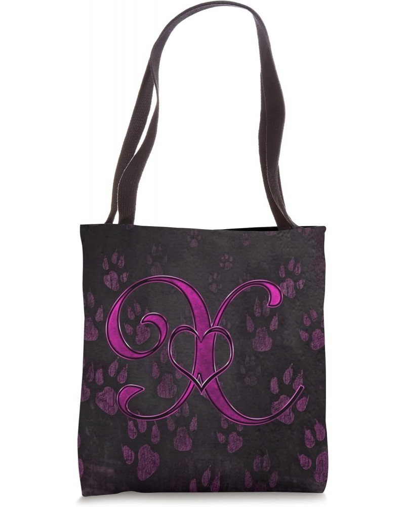 Paw Print Letter X Pink Pet Dog Cat Animal Heart Love Name Tote Bag $11.14 Totes