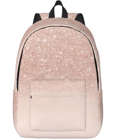 Rose Gold Wallpaper Print Unisex Canvas Backpack Cute Backpack For Travel Sports Casual Aesthetic Backpack Black Small $20.67...