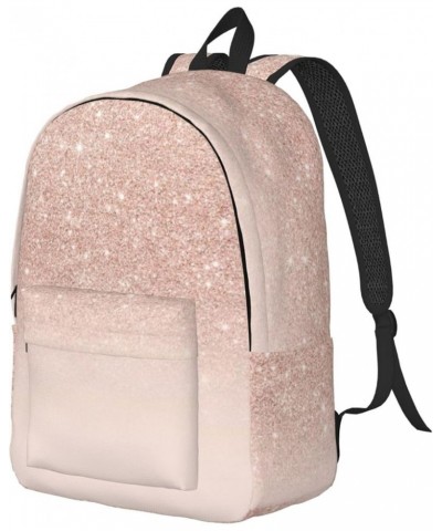 Rose Gold Wallpaper Print Unisex Canvas Backpack Cute Backpack For Travel Sports Casual Aesthetic Backpack Black Small $20.67...