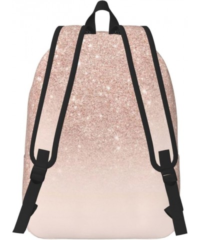 Rose Gold Wallpaper Print Unisex Canvas Backpack Cute Backpack For Travel Sports Casual Aesthetic Backpack Black Small $20.67...