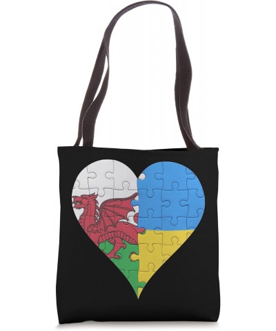 Welsh Ukrainian Flag Heart Wales Ukraine Tote Bag $15.37 Totes