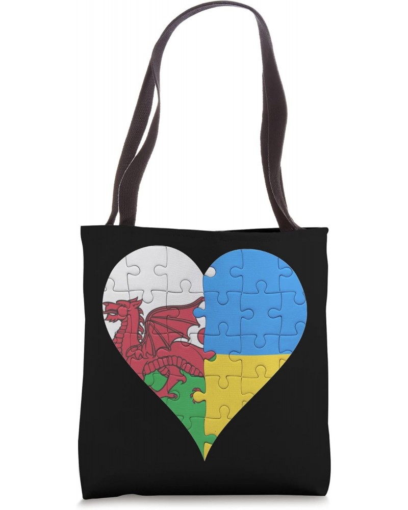 Welsh Ukrainian Flag Heart Wales Ukraine Tote Bag $15.37 Totes