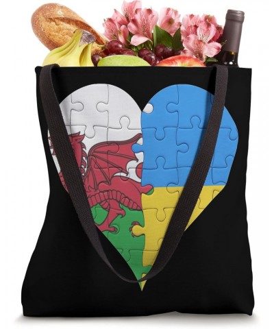 Welsh Ukrainian Flag Heart Wales Ukraine Tote Bag $15.37 Totes