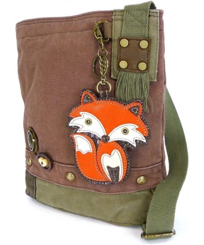 Handbags Patchwork Crossbody Canvas Messenger Bags with Faux Leather Animal Coin Purse Mauvefox $25.38 Crossbody Bags