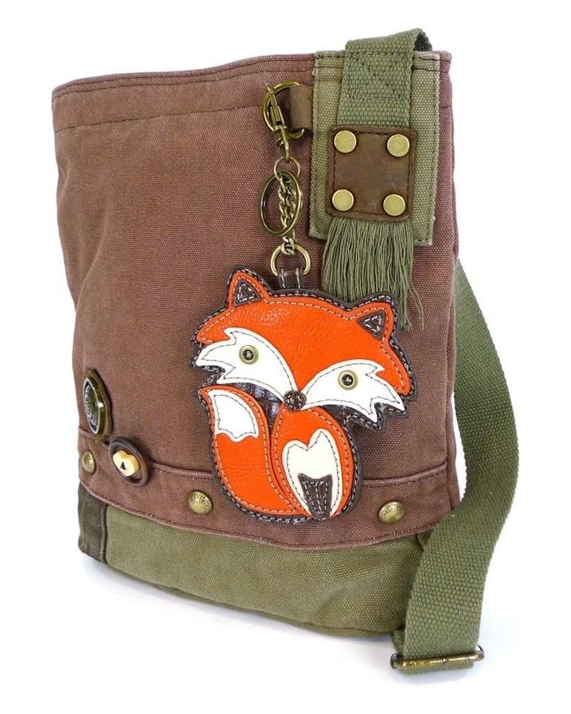 Handbags Patchwork Crossbody Canvas Messenger Bags with Faux Leather Animal Coin Purse Mauvefox $25.38 Crossbody Bags