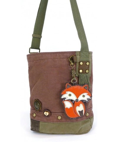 Handbags Patchwork Crossbody Canvas Messenger Bags with Faux Leather Animal Coin Purse Mauvefox $25.38 Crossbody Bags