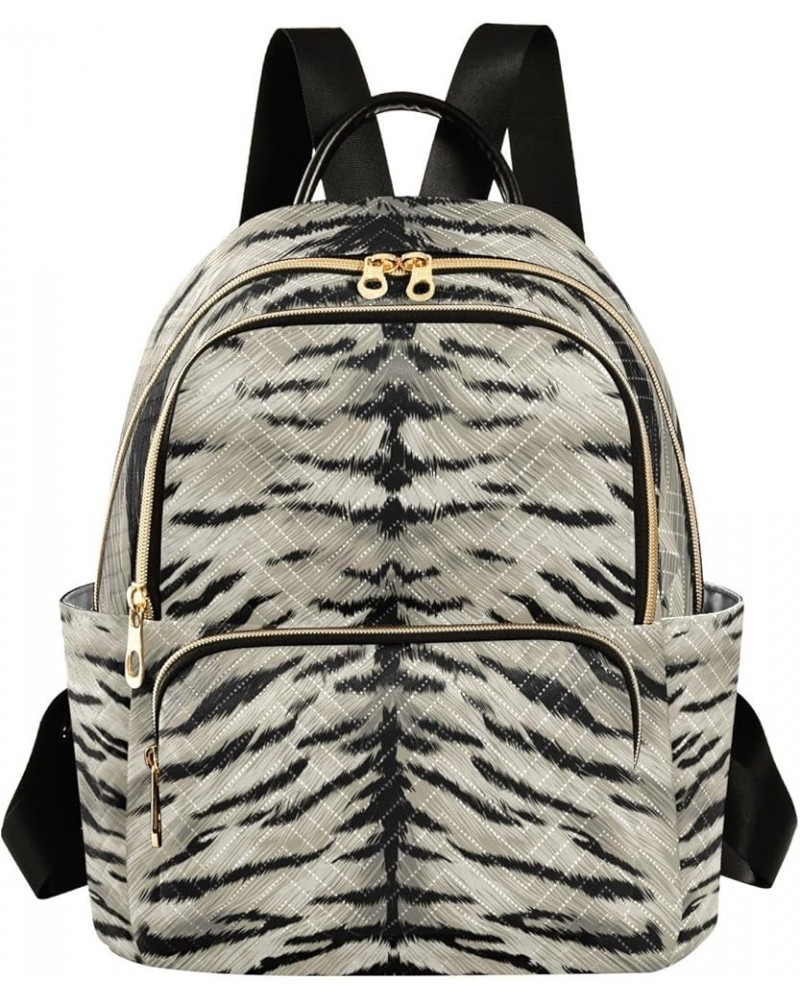 Women Backpack Tiger Fur Pattern Elegant Anti-Theft Travel Backpack with Luggage Belt Lightweight Handbag Lady Purse Roomy Do...