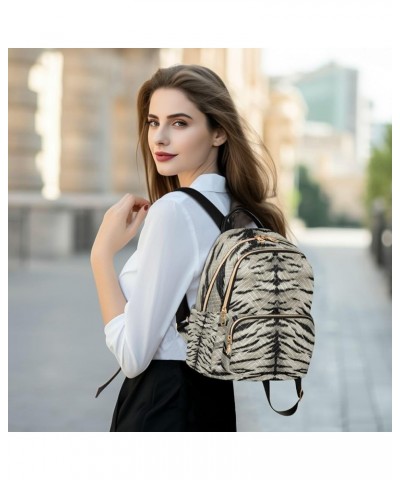 Women Backpack Tiger Fur Pattern Elegant Anti-Theft Travel Backpack with Luggage Belt Lightweight Handbag Lady Purse Roomy Do...