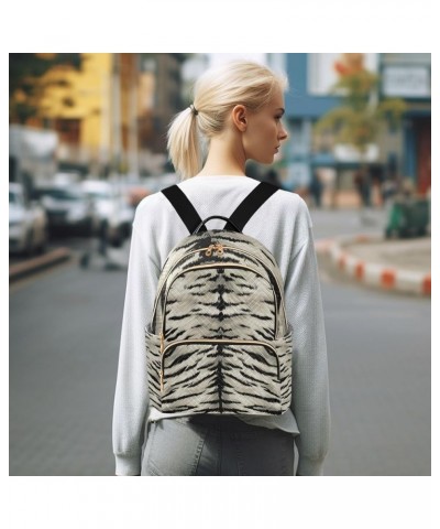 Women Backpack Tiger Fur Pattern Elegant Anti-Theft Travel Backpack with Luggage Belt Lightweight Handbag Lady Purse Roomy Do...