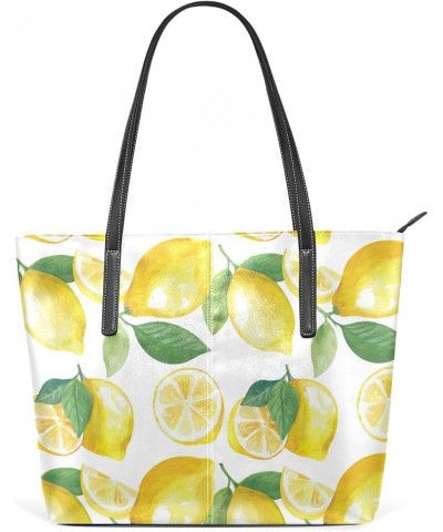 Handbags for Women Tote Bags with 11.08"(L) x 3.54"(W) x 11.02"(W) - Pink Flamingo Palm Leaves Cute Lemon $19.34 Totes